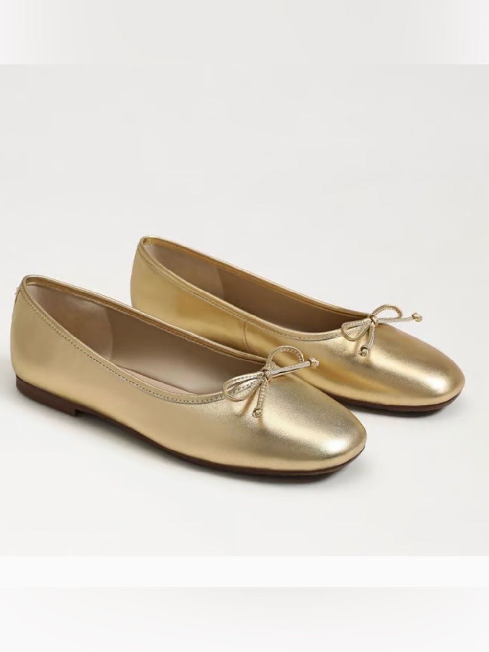 Sam Edelman ALIE BALLET FLAT Metallic Amber Gold Leather with Bow Sz 8.5